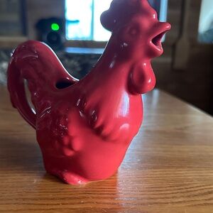 Red Rooster Ceramic Pitcher